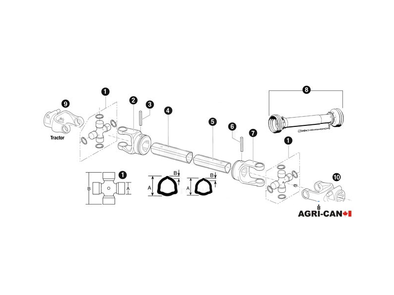 Complete PTO Shaft with 1-3/8'' 6 Spline Quick...