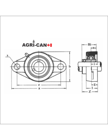 Bride à 2 boulons avec roulement à vis de serrage