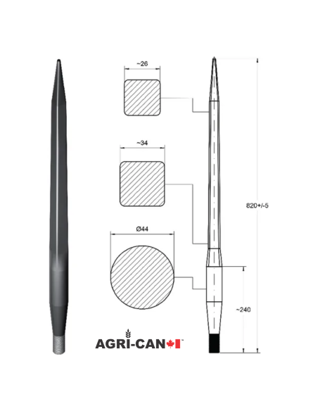 32'' (820mm) Front Loader Tine - Straight - Kverneland Conus II