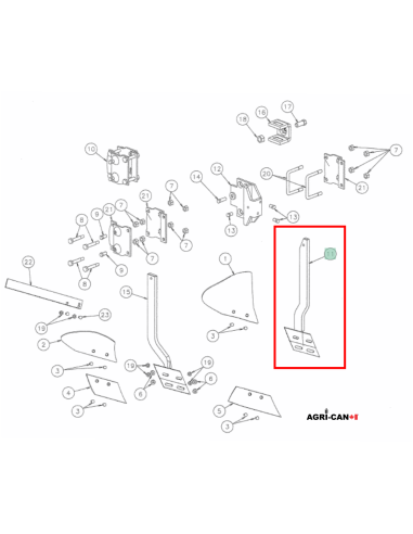 Bras de rasette Kverneland OEM - Côté droit