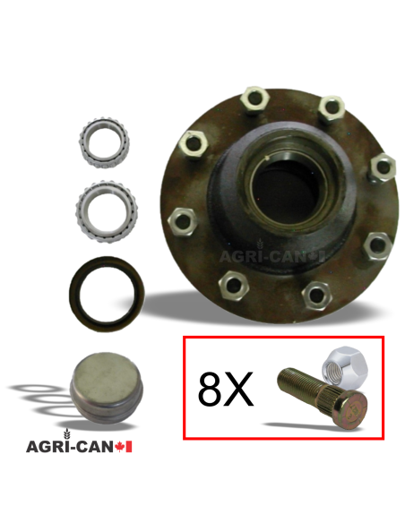 Moyeu complet 8 trous - 8000lbs Agricole