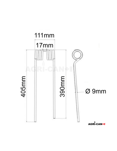 Dent pour faneur Vicon, Hesston, PZ Zweegers et Massey Ferguson – Gauche