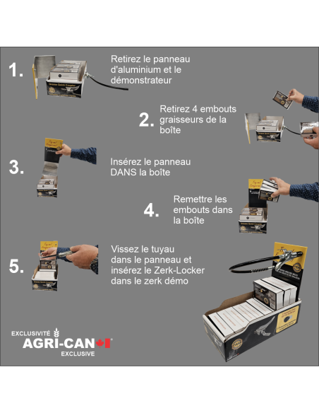 12 Zerk-Locker® grease couplers and Countertop display