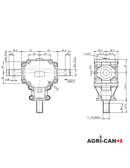 Snowblower Aluminum Gearbox - Ratio 1.5:1