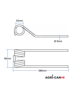 Fella Tedder Tine for series TH, D, DS, H, DH - Ø9mm 2