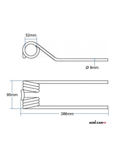 Dent pour faneur Fella, Fendt et Massey Ferguson - Ø9.5mm 2