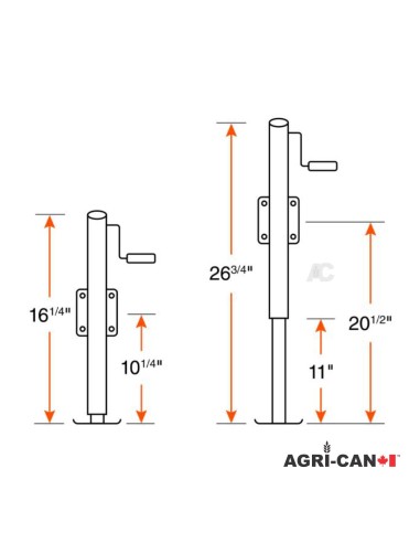 Vérin pivotant 10" poignée de côté - 2000 lbs