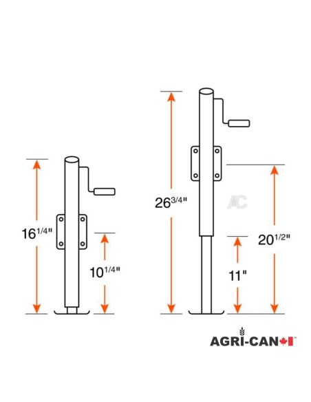 Vérin pivotant 10" poignée de côté - 2000 lbs