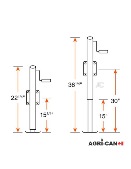 Vérin pivotant 15" poignée de côté - 5000 lbs