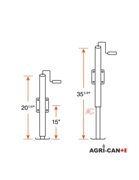Vérin pivotant 15" poignée sur le dessus - 5000 lbs