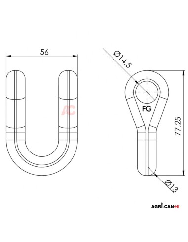 Manille droite pour fléaux – Kuhn et Bomford...