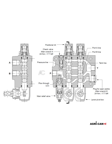 Valve hydraulique OEM Walvoil à 2 sections avec position flottante – 45 L/min – SD52003