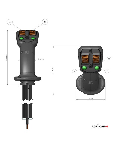 Poignée universelle pour manette (Joystick) multifonctions - M12x1.5