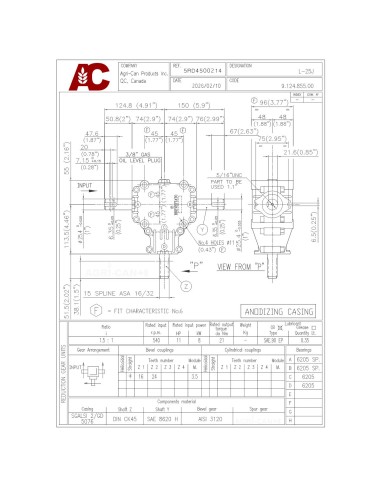 Boîtier d’engrenage (Gearbox) pour souffleur à...